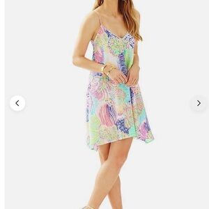 Lilly Pulitzer Clara Silk Multi Roar Of the Seas Asymmetric Hem Slip